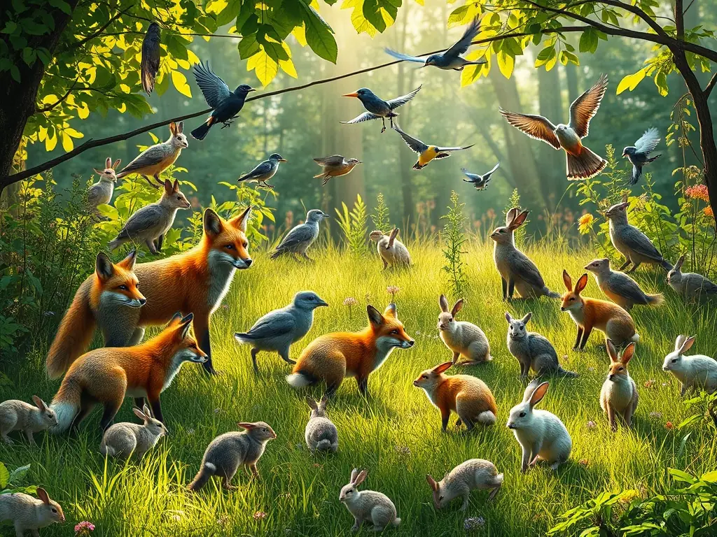 A serene image of native wildlife being reintroduced into their natural habitat, illustrating the organization's commitment to restoring ecological balance.