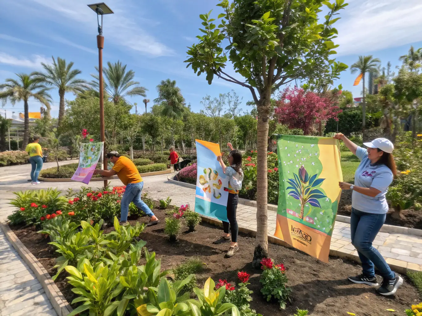 A group of volunteers planting trees in a deforested area, symbolizing habitat restoration efforts by SOCIETE DE CHASSE LES COSTILS.